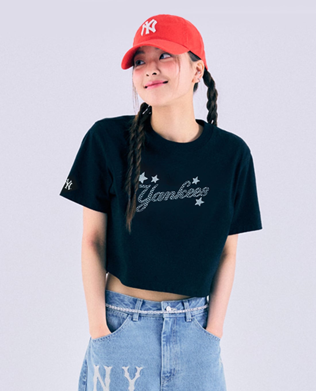 MLB - Áo croptop nữ cổ tròn tay ngắn trẻ trung