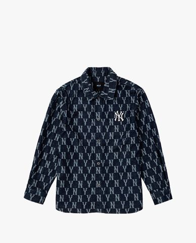  MLB - Áo sơ mi tay dài denim Jacquard Monogram 