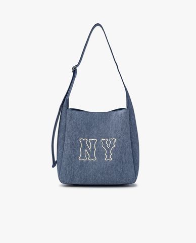  MLB - Túi đeo vai nữ phom chữ nhật Denim Coopers Logo 