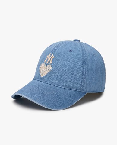  MLB - Nón bóng chày unisex Denim Heart Unstructured 