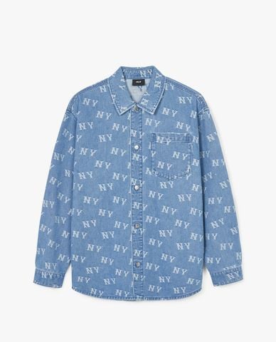  MLB - Áo sơ mi denim unisex Classic Monogram Jacquard 