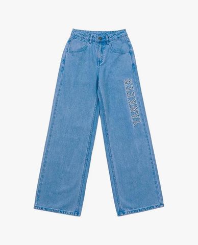  MLB - Quần jeans nữ ống rộng Basic Mega Logo 