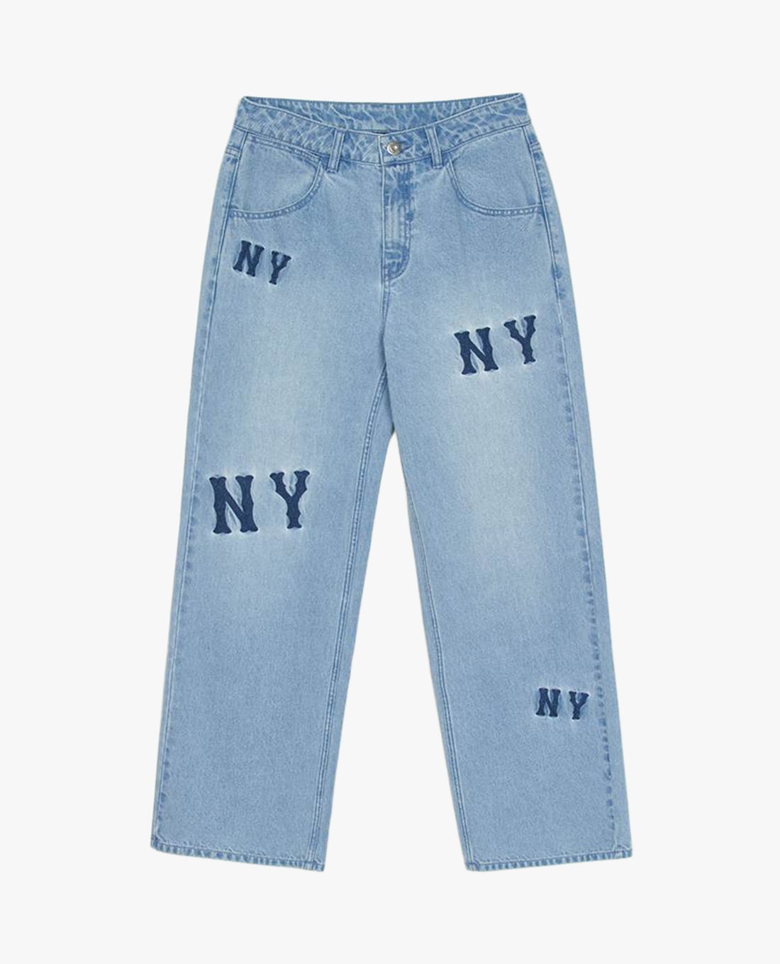 MLB - Quần jeans nữ ống rộng New York Yankees