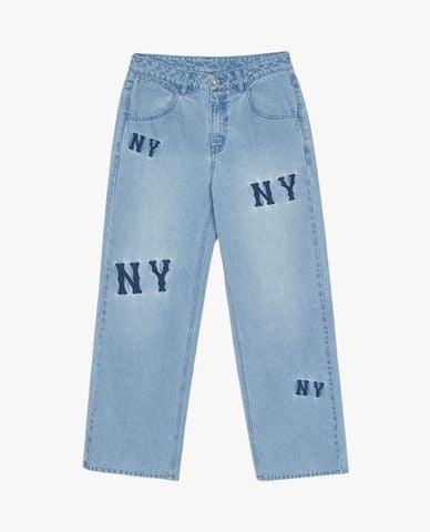  MLB - Quần jeans nữ ống rộng New York Yankees 