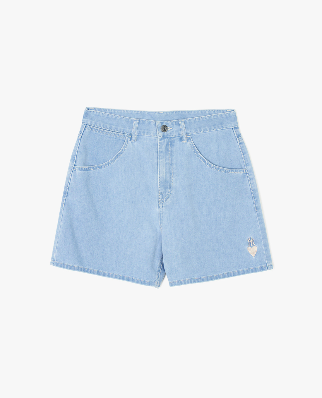 MLB - Quần shorts jeans nữ lưng cao Heart Logo Denim
