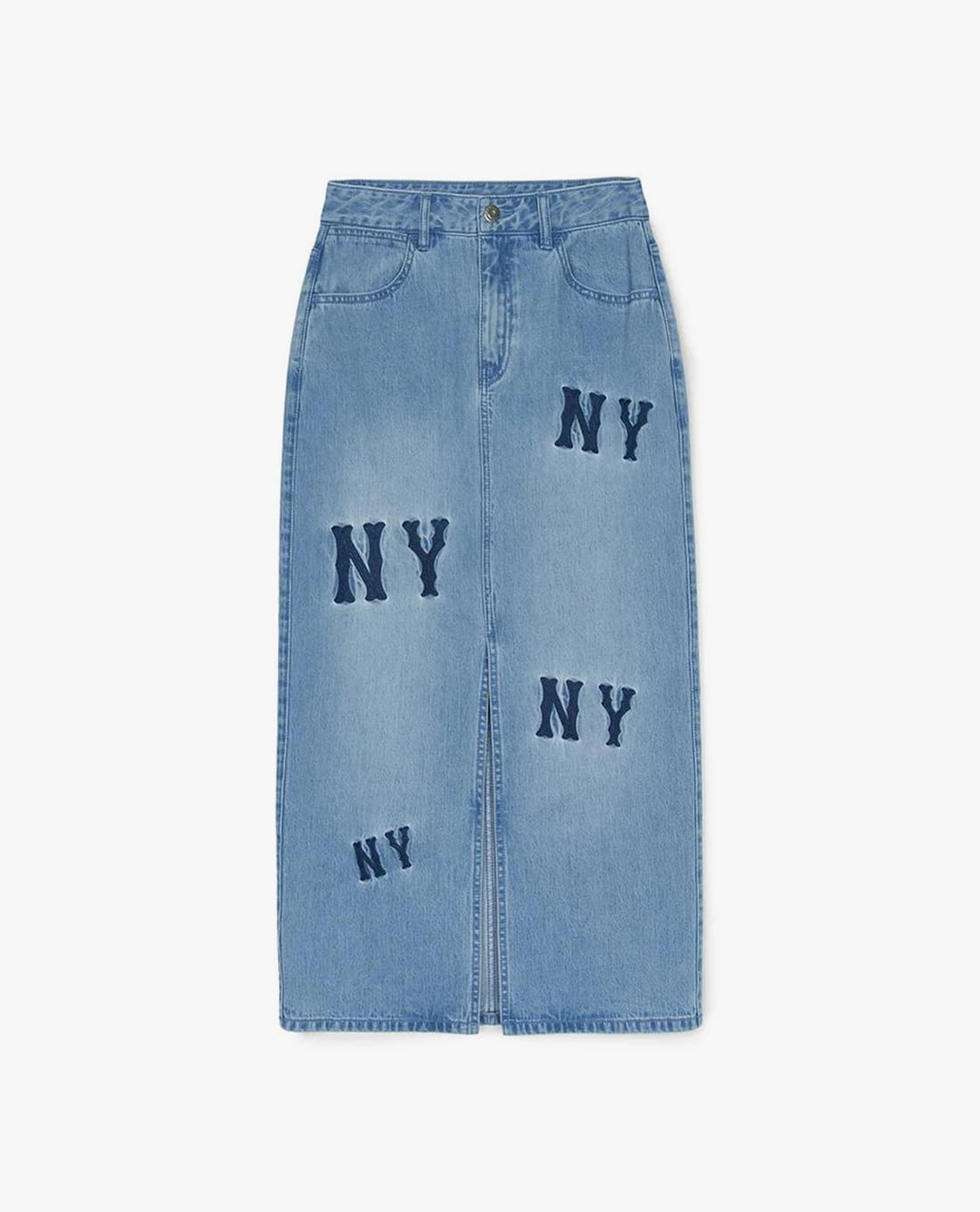 MLB - Chân váy denim midi xẻ tà Megagram