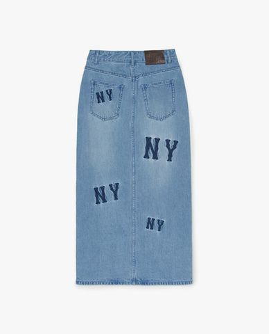  MLB - Chân váy denim midi xẻ tà Megagram 