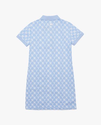  MLB - Đầm mini ngắn tay cổ bẻ phom suông Monogram 
