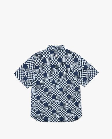  MLB - Áo sơ mi denim tay ngắn Checkerboard Monogram Denim 