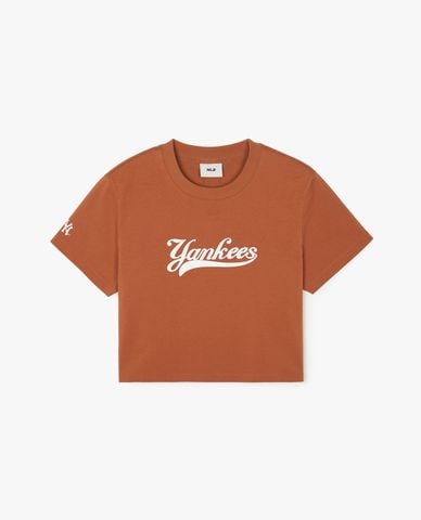  MLB - Áo croptop nữ cổ tròn tay ngắn Basic Varsity Curlible 