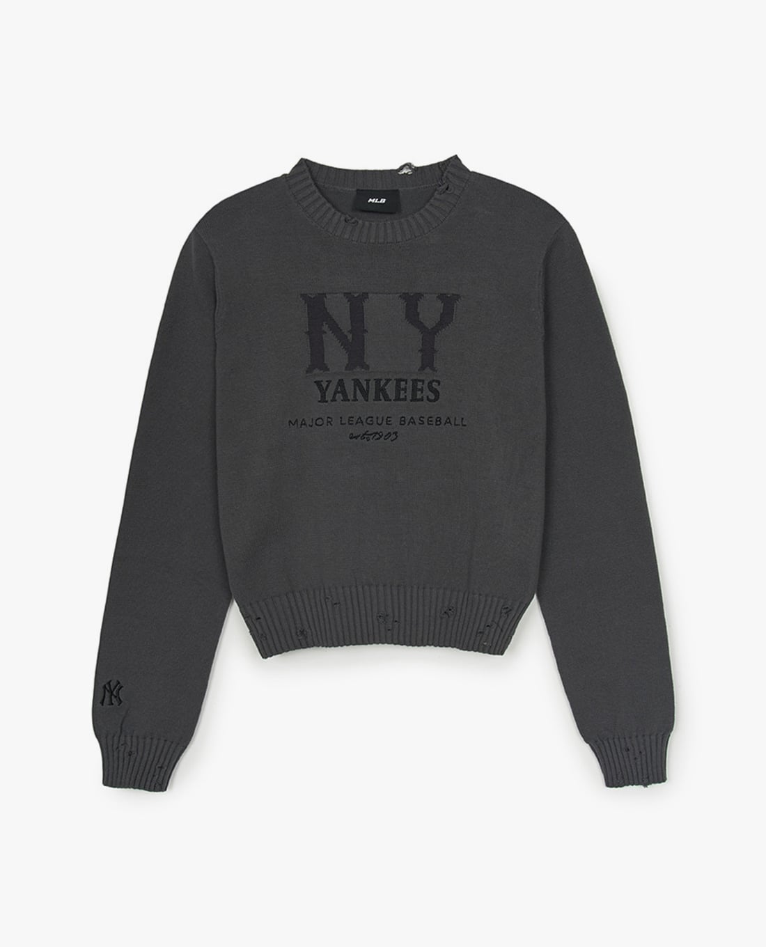 MLB - Áo dệt kim nữ cổ tròn tay dài Basic Vintage Coopers