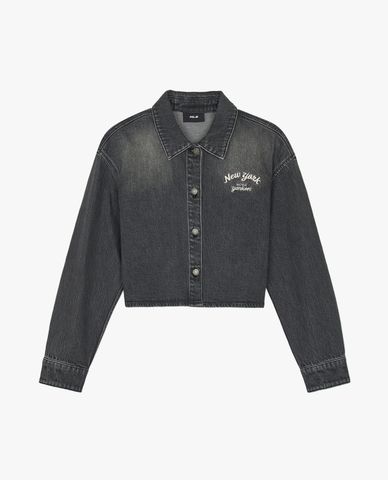  MLB - Áo sơ mi denim nữ cổ bẻ tay dài Varsity Culsive 