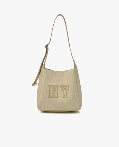  MLB - Túi đeo vai nữ phom chữ nhật Denim Coopers Logo 