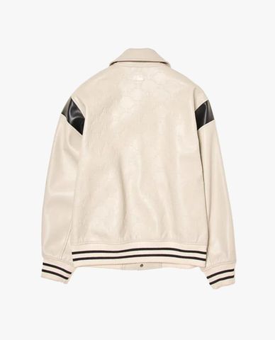  MLB - Áo khoác da unisex cổ bẻ tay dài Embo Dia Monogram 