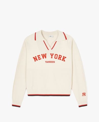  MLB - Áo sweater nữ cổ bẻ tay dài Varsity Slit Collar 