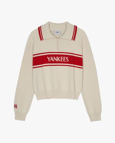  MLB - Áo sweater nữ cổ bẻ tay dài Varsity Sportive 