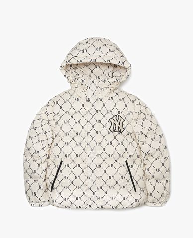  MLB - Áo khoác phao tay dài phối mũ Monogram Diamond 