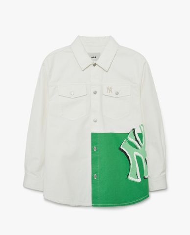  MLB - Áo sơ mi denim unisex tay dài Pop Art Graphic 