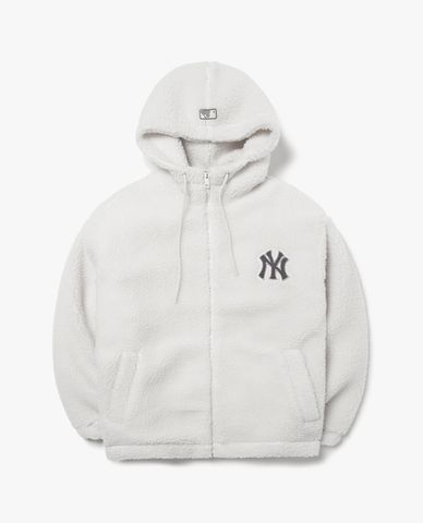  MLB - Áo khoác lông dài tay phối mũ Like Ice 