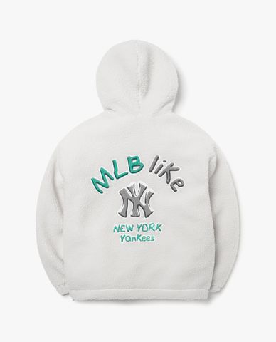  MLB - Áo khoác lông dài tay phối mũ Like Ice 