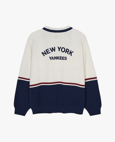  MLB - Áo khoác cardigan unisex cổ V tay dài Varsity New York Yankees 