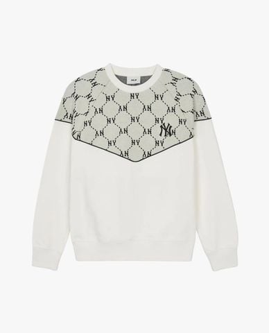  MLB - Áo sweatshirt unisex cổ tròn tay dài Jacquard Dia Monogram 