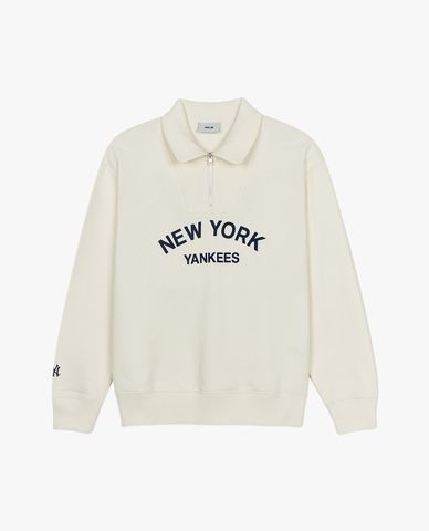  MLB - Áo sweatshirt unisex cổ bẻ tay dài Varsity Lettering 