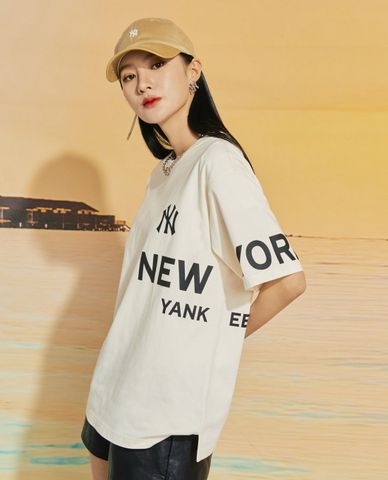  MLB - Áo thun unisex cổ tròn ngắn tay Basic Canvas 