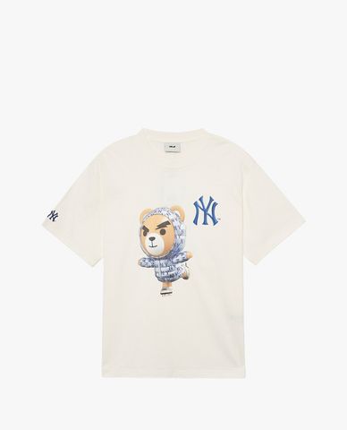  MLB - Áo thun unisex tay ngắn in hình dễ thương 