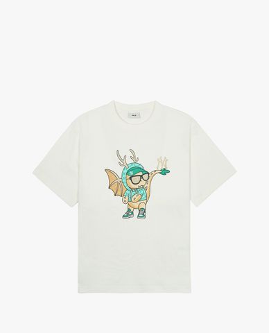  MLB - Áo thun unisex cổ tròn tay ngắn New Year Dragon Overfit 