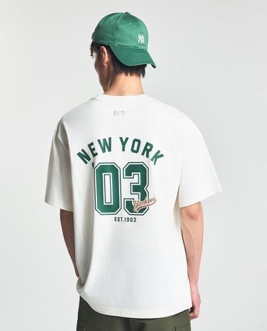  MLB - Áo thun unisex cổ tròn tay ngắn Varsity 