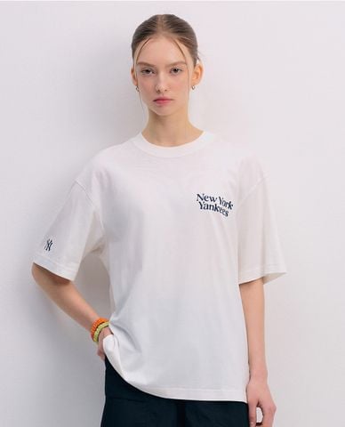  MLB - Áo thun unisex cổ tròn tay ngắn Cultivative Letter 