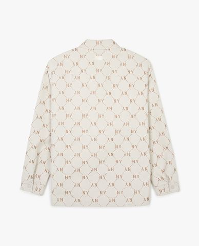  MLB - Áo sơ mi unisex cổ bẻ tay dài Monogram Jacquard 