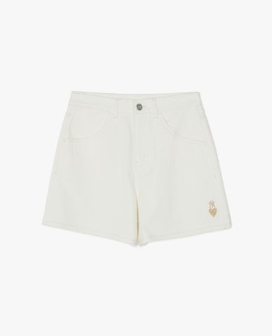  MLB - Quần shorts jeans nữ lưng cao Heart Logo Denim 