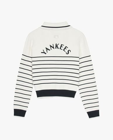 MLB - Áo sweatshirt nữ cổ bẻ tay dài Varsity 