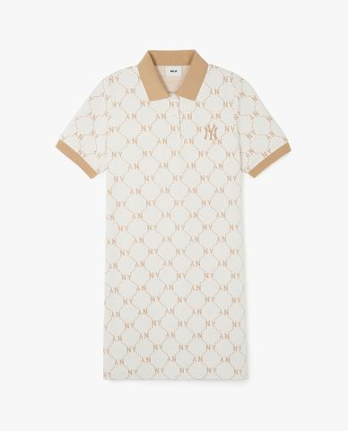  MLB - Đầm polo nữ cổ bẻ tay ngắn mini Diamond Monogram Jacquard Piqué 