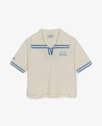  MLB - Áo polo nữ tay ngắn phom croptop Varsity 
