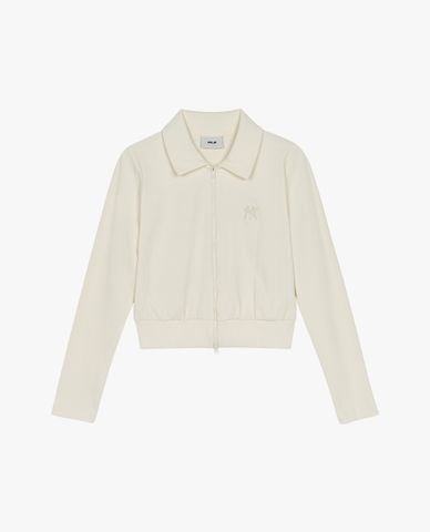  MLB - Áo khoác dệt kim nữ cổ bẻ tay dài Basic Ribbed 