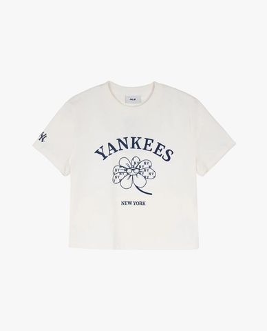  MLB - Áo croptop nữ cổ tròn tay ngắn Floral New York Yankees 