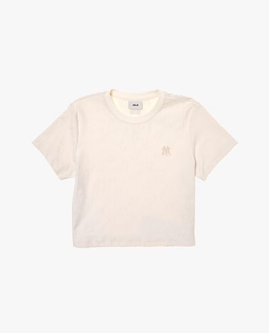  MLB - Áo croptop nữ cổ tròn tay ngắn Jacquard Dia Monogram 