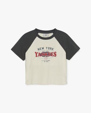  MLB - Áo croptop nữ cổ tròn tay ngắn Classic Varsity 