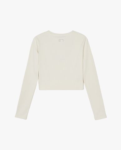  MLB - Áo croptop nữ cổ tròn tay dài Varsity 