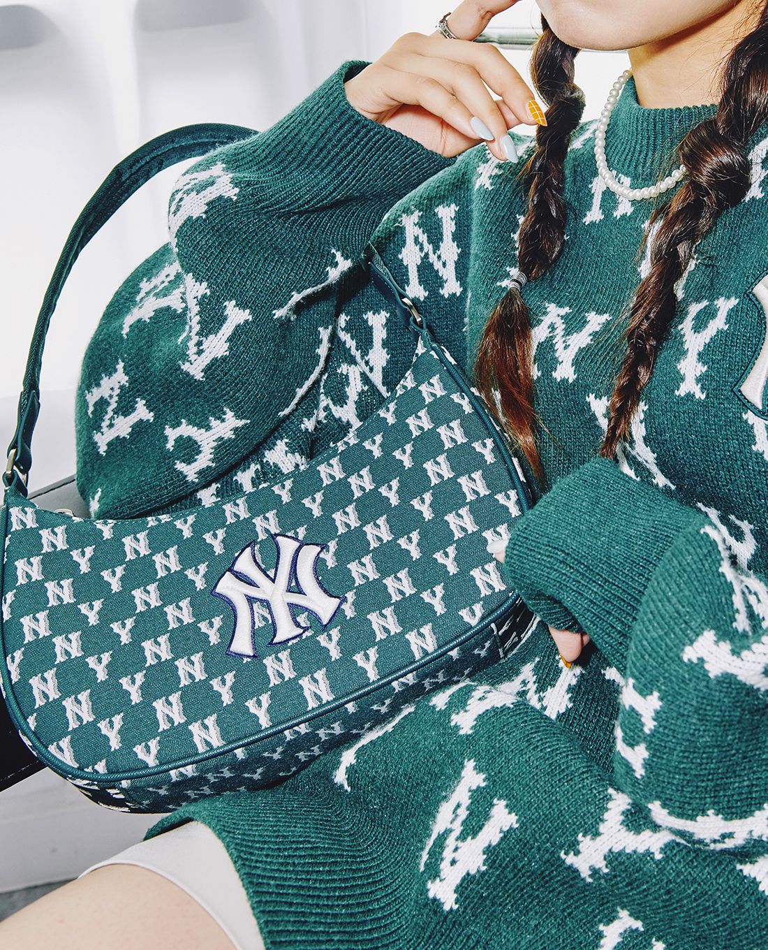 mlb monogram jacquard hobo