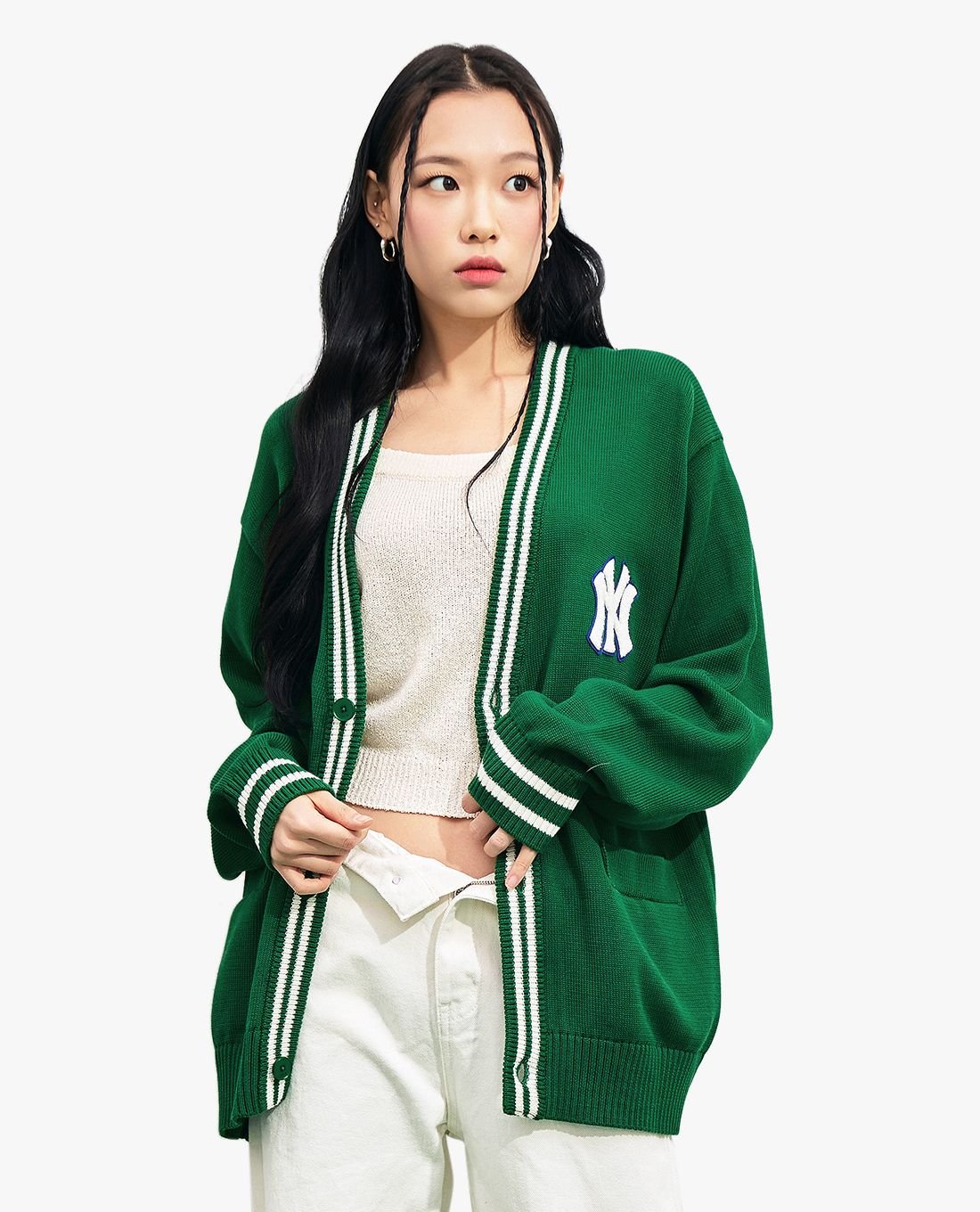 MLB  Áo khoác cardigan phom suông Varsity Overfit