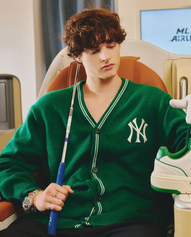  MLB - Áo khoác cardigan phom suông Basic Big Logo 