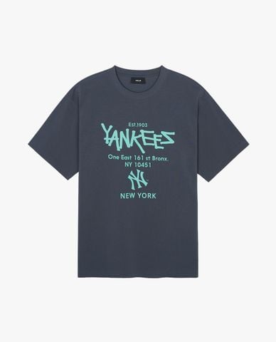  MLB - Áo thun unisex cổ tròn tay ngắn Street Lettering Overfit 