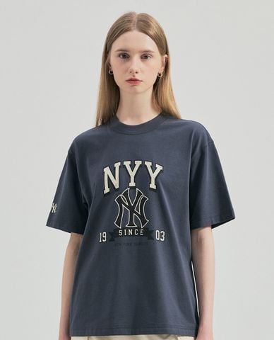  MLB - Áo thun unisex cổ tròn tay ngắn Vintage Big Logo Graphic 