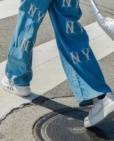  MLB - Giày sneakers unisex cổ thấp Chunky Liner Denim Classic Monogram 