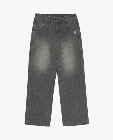  MLB - Quần jeans nữ ống rộng Varsity Logo 