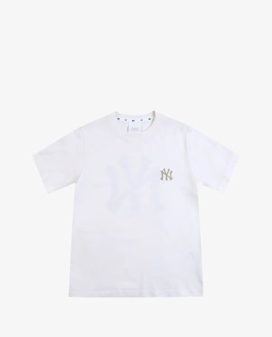  MLB - Áo thun cổ tròn tay ngắn Unisex phối logo New York Yankees 